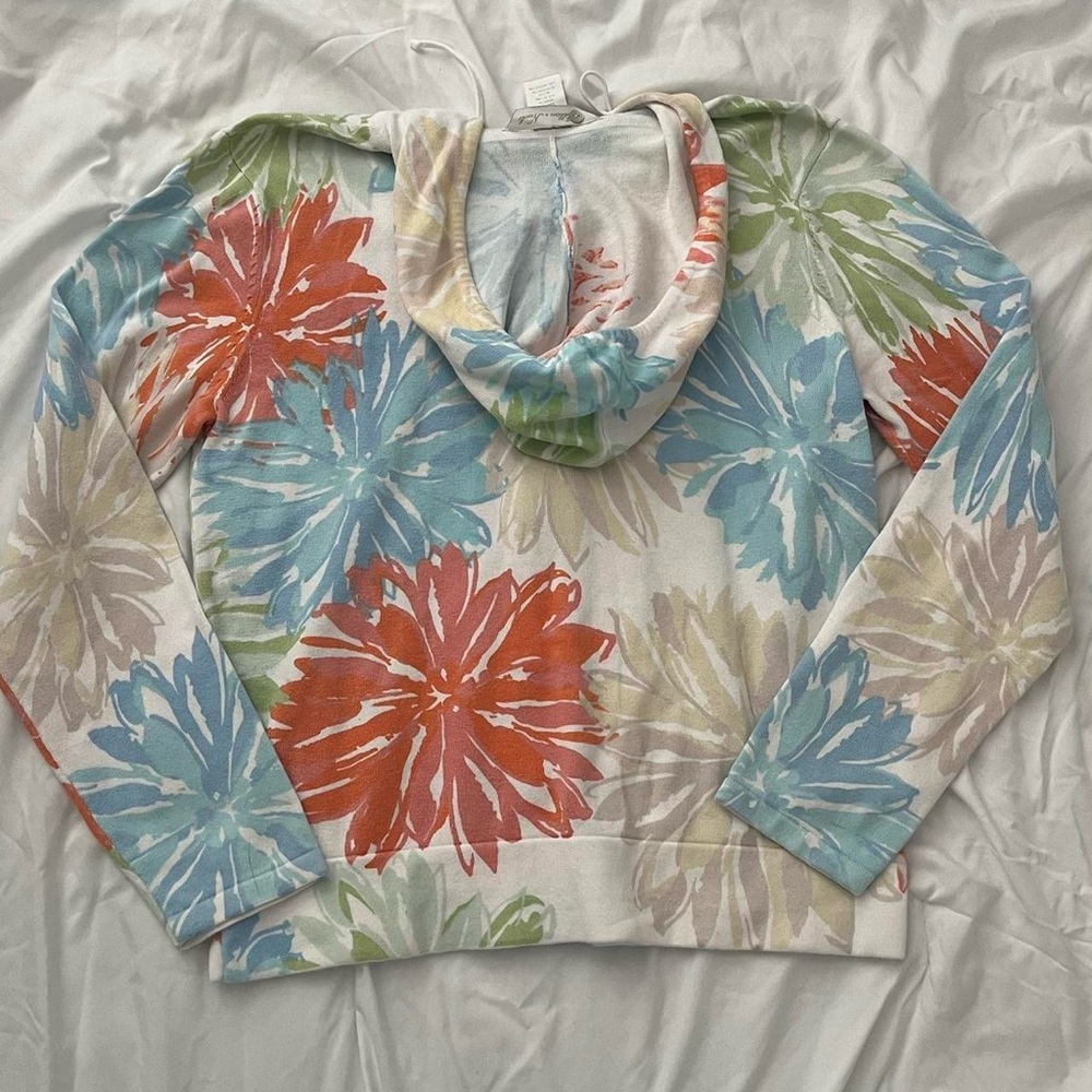 y2k lillian nicole 100% cotton boho floral zip up hoodie - Picture 6 of 8